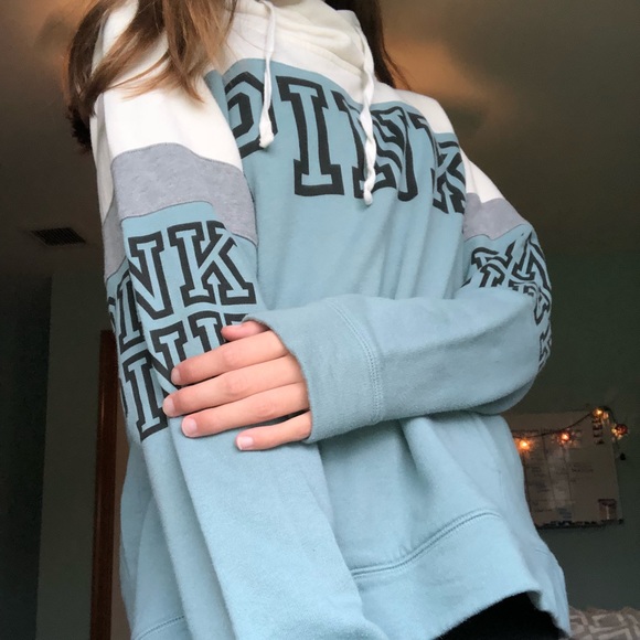 pink blue white hoodie